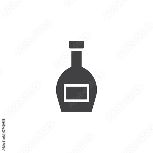 Whiskey bottle icon vector, filled flat sign, solid pictogram isolated on white. Symbol, logo illustration.