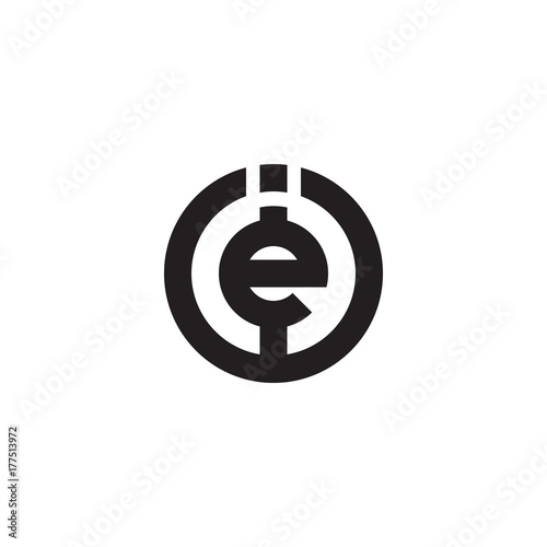 Initial letter ie, ei, e inside i, linked line circle shape logo ...