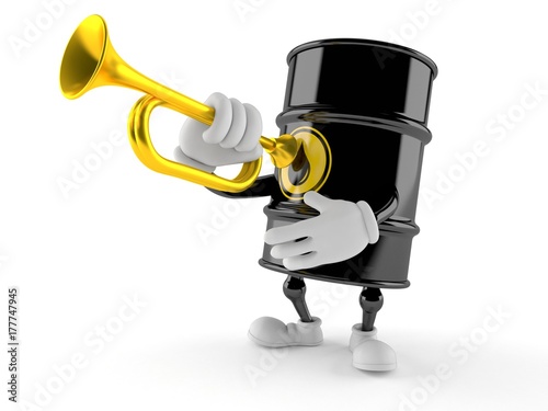 Oil barrel character playing the trumpet