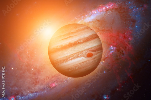 Obraz na płótnie Planet Jupiter. Galaxy on the background.