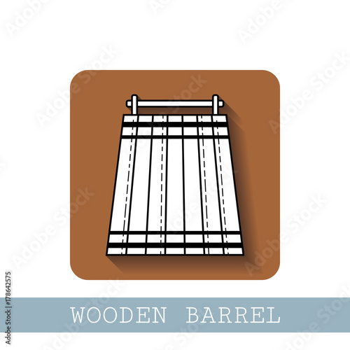 Wooden barrel. Flat icon silhouette on a white background. Vector