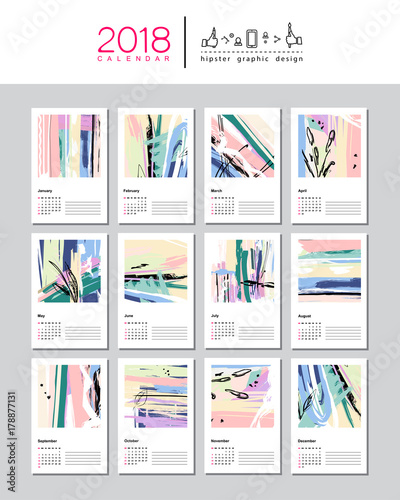Creative Calendar Template For 2018 Year Photos Ap Images Creative Calendar Template For 2018 Year
