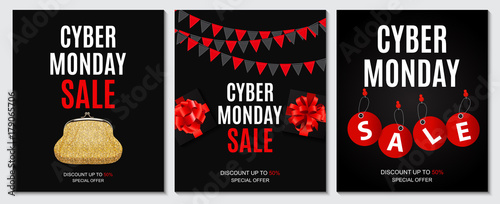 Cyber Monday Sale Deals Design Template Collection Set Vector Illustration