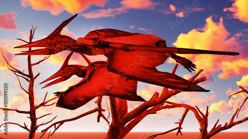 flying-pterodactyl-contra-el-hermoso-cloudscape-3d-ilustracion