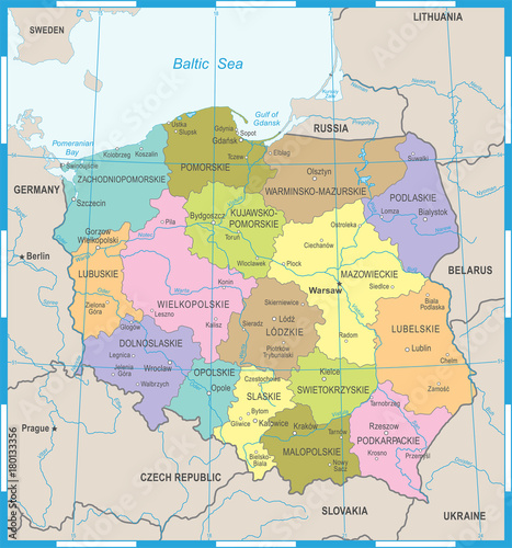 Obraz na płótnie Poland Map - Detailed Vector Illustration