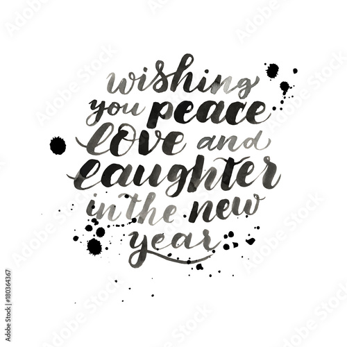 Obraz na płótnie Wishing you peace, love and laughter in New year. Vector hand dr
