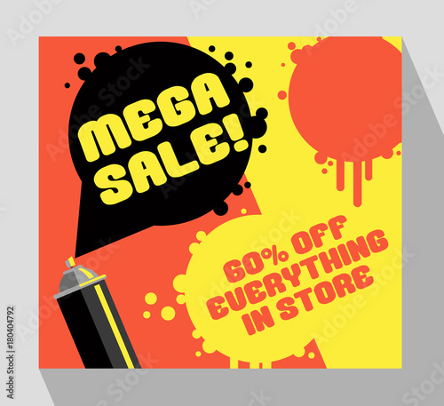Retro Sale Banner Template With Spray Paint Can And Paint Spots For