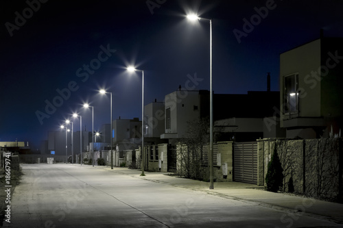 empty night street in residential area