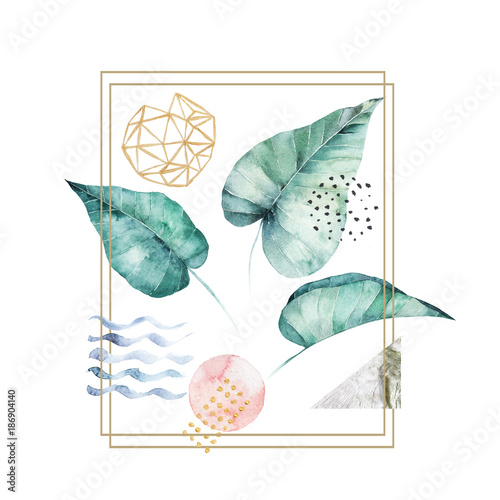 zestaw-lisci-akwarela-recznie-rysowane-ilustracji-pojedyncze-zdjecie