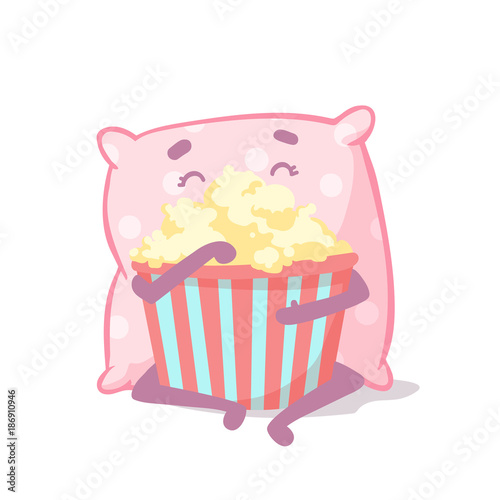 girly pajama party invitation card template with cute cartoon pillow