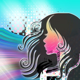 volto di ragazza con capelli neri