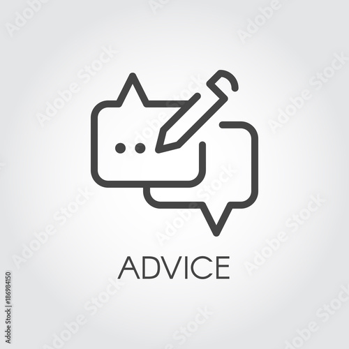 Advice thin line icon. Graphic contour symbol of message bubble with pencil. Interface pictogram for mobile apps, websites, games, social media, instant messengers. Post UI linear label. Vector