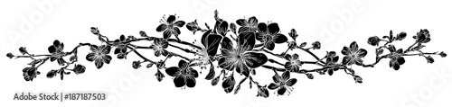 Peach Cherry Blossom Flower Pattern Design Element