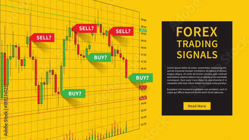 Forex Trading Indicators Vector Illustration On Yellow Background - 