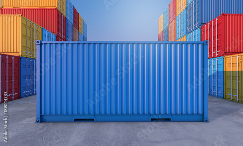 Stack of containers box, Cargo freight ship for import export business © nespix