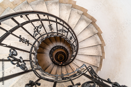 Obraz na płótnie High angle view of spiral staircase