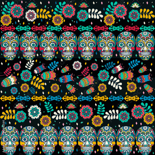 multicolor-szwu-styl-boho-urzadzone-tribal-tekstury-czaszki-i-kwiaty-na-paskach-ilustracji-wektorowych-eps10