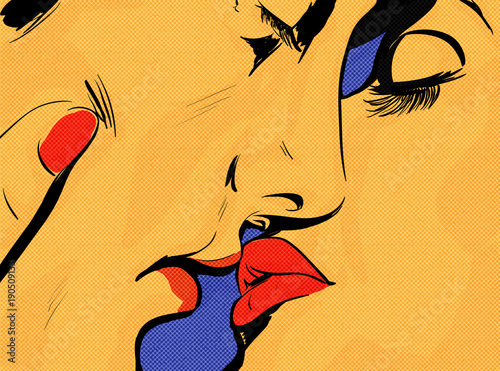 pop-art-pareja-amor-sensualidad-primer-plano-beso-dibujo-en-color