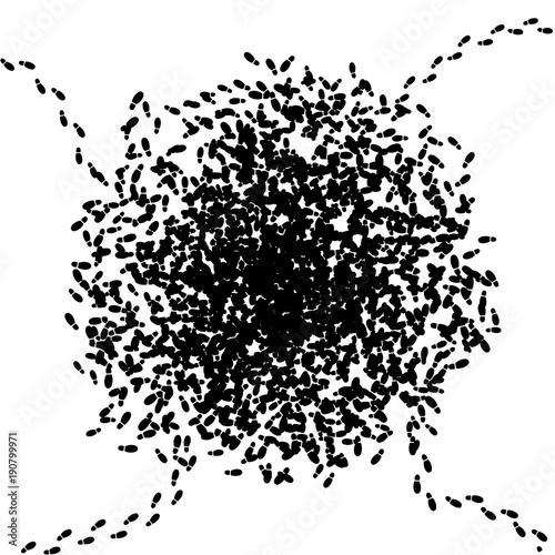 Vector halftone effect made of shoe traces.