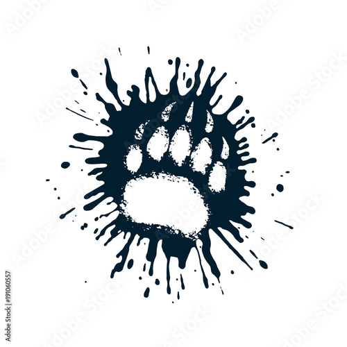 Predator paw print among the mud splashes.
