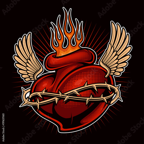 coeur-de-tatouage-de-tatouage-avec-des-flammes-version-couleur