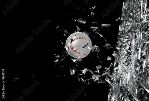 broken-glass-and-baseball-ball-pozadi-plakat-fotografie