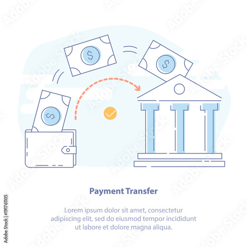 Flat Line Icon Concept Of Payment Transfer Bank Deposit - 