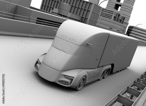 lehmmodellwiedergabe-des-selbstfahrenden-elektrischen-halb-lastwagens-der-auf-landstrase-fahrt-bild-der-wiedergabe-3d