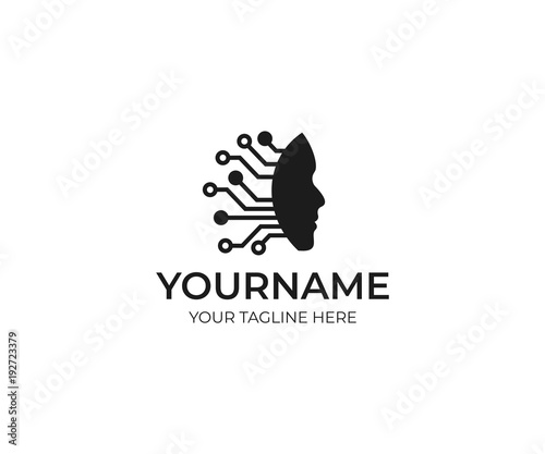artificial intelligence and human face logo template circuits