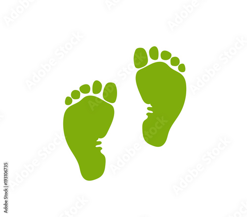 A badge of the footprint (trace) of the child (baby, newborn). Vector illustration.
