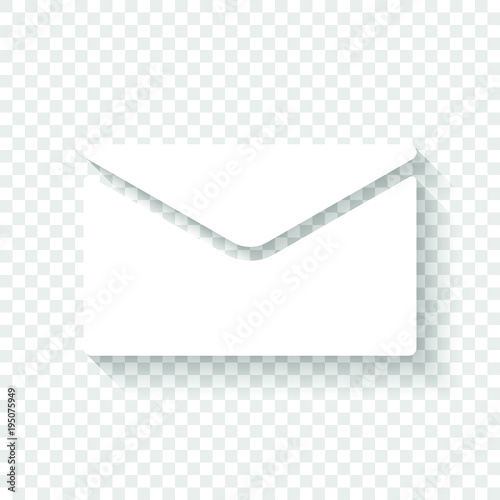simple letter icon. White icon with shadow on transparent background