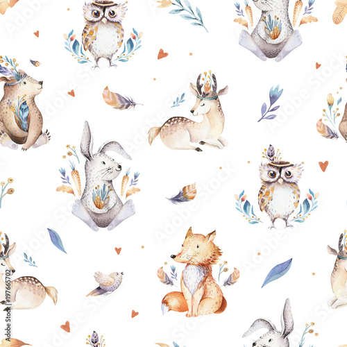 baby-animals-nursery-isolated-seamless-pattern-with-bannies-watercolor-boho-cute-baby-fox-deer-animal-woodland-rabbit-and-bear-isolated-illustration-for-children-bunny-forest-image