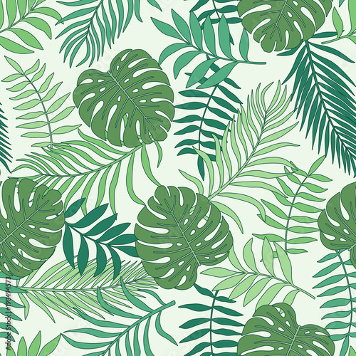 tropischer-hintergrund-mit-palmblattern-nahtloses-blumenmuster-sommer-vektor-illustration