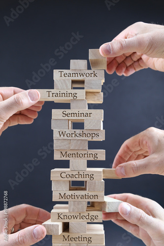 wooden blocks used for business concept © monropic