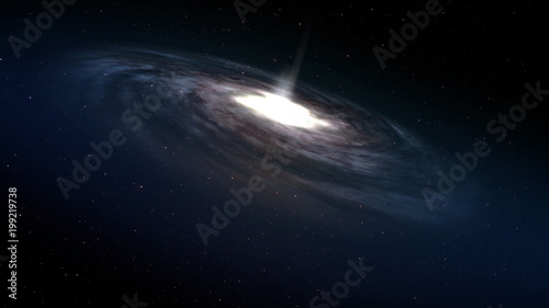 A large spiral galaxy in deep space. © Orlowski Designs LLC