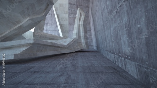 abstrakter-weiser-und-konkreter-innenraum-3d-darstellung-und-rendering