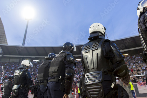 Special police unit at the stadium event secure a safe match © fotosr52
