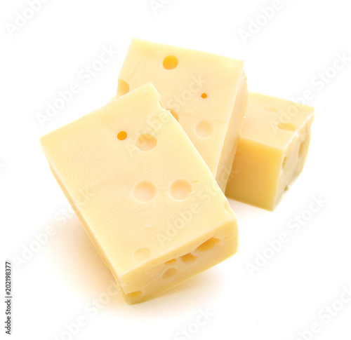 piece of cheese isolated on a white background