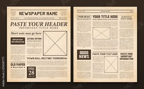 Newspaper Pages Template Vintage