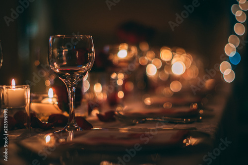 Romantic Wine Glass with Candles