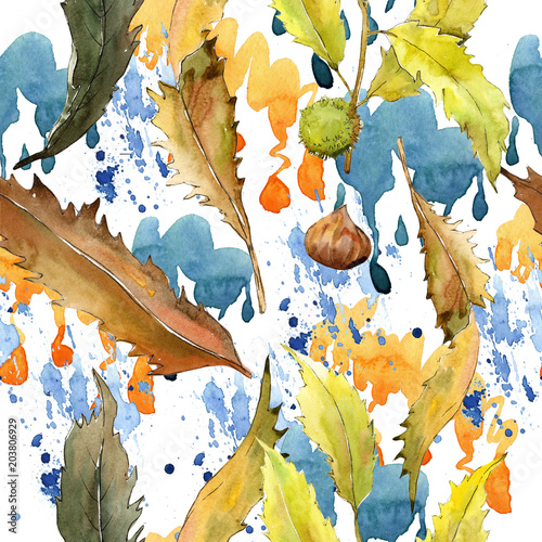 suse-blatter-kastanie-in-einem-aquarell-stil-muster-aquarellblatt-fur-hintergrund-beschaffenheit-verpackung