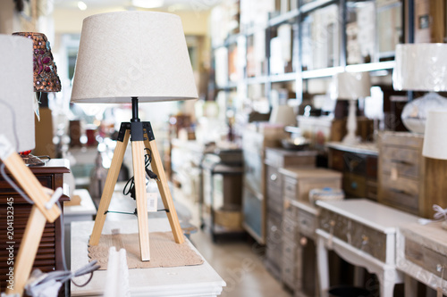Vintage furniture and home design objects in shop