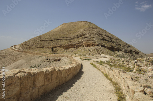 view to the machaerus and herod castle ruins jordan place of