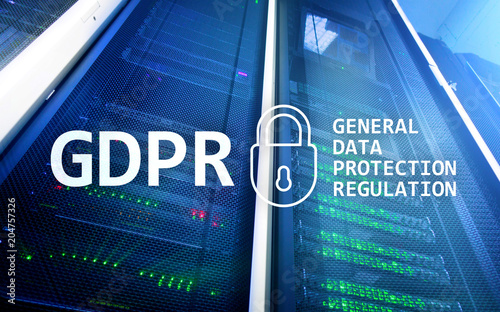 GDPR, General data protection regulation compliance. Server room background. © Aleksey