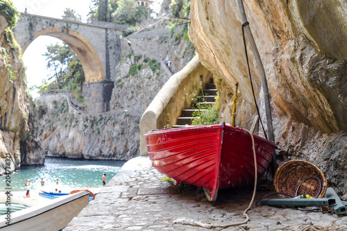Fiordo Di Furore Beach Fjord Amalfi Coast Positano Naples Fiordo Di Furore Beach Fjord Amalfi Coast Positano Naples Italy Fishermen Colored