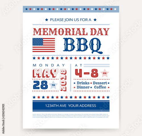 memorial day barbeque bbq flyer leaflet letter invitation design