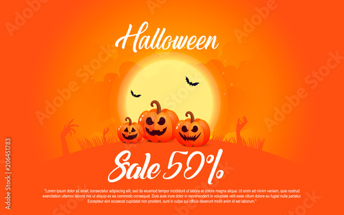 halloween template banner happy halloween message design background