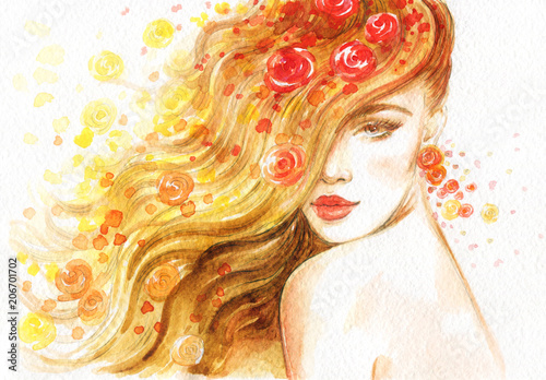 schone-frau-modeillustration-aquarellmalerei