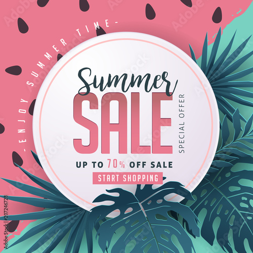 Summer Sale Background Layout Banners Decorate With Paper Art