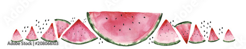 swiezy-czerwony-arbuz-na-bialym-odosobnionym-tle-ilustracja-akwarela-pojecie-kolaz